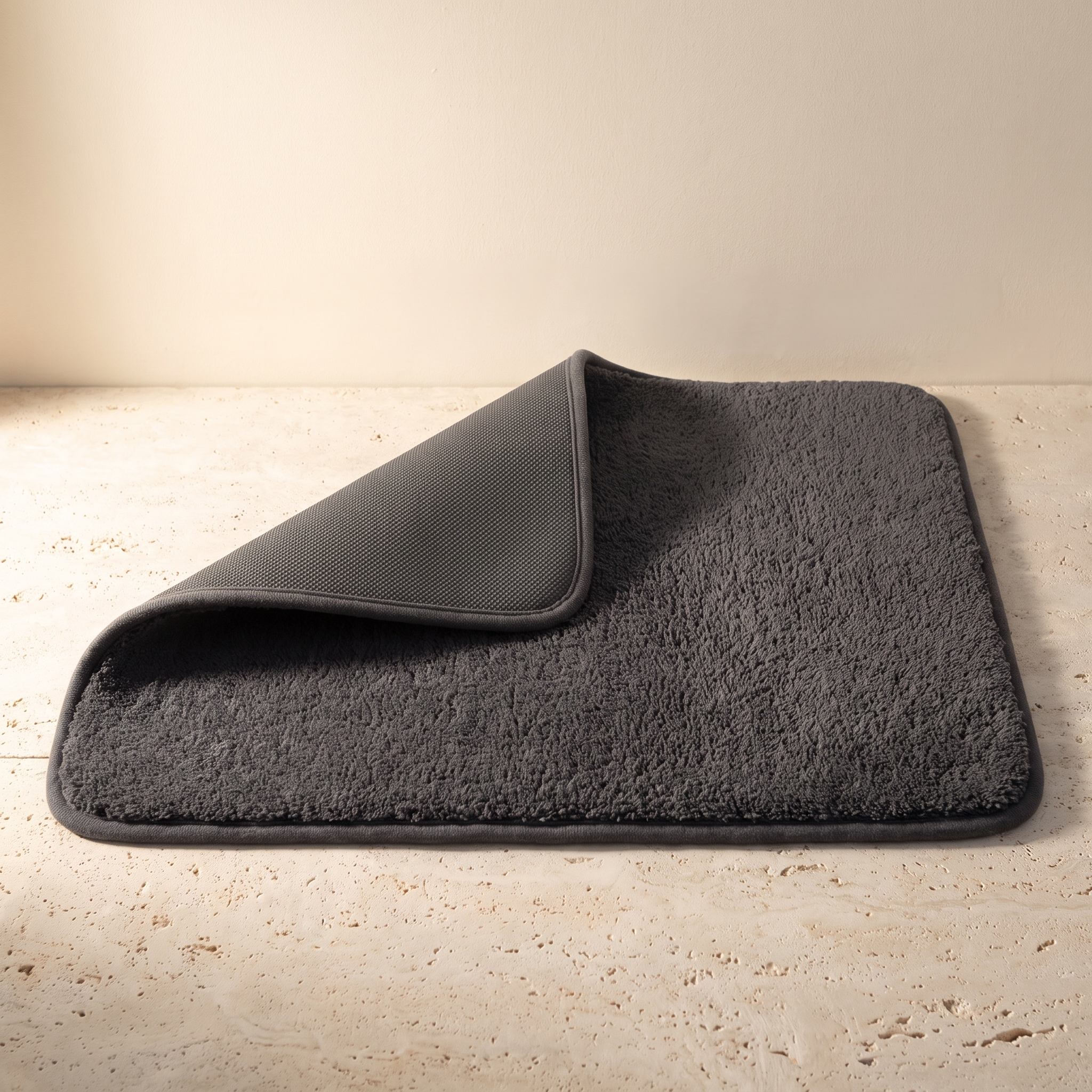 Base antideslizante de la alfombra de baño gris oscuro