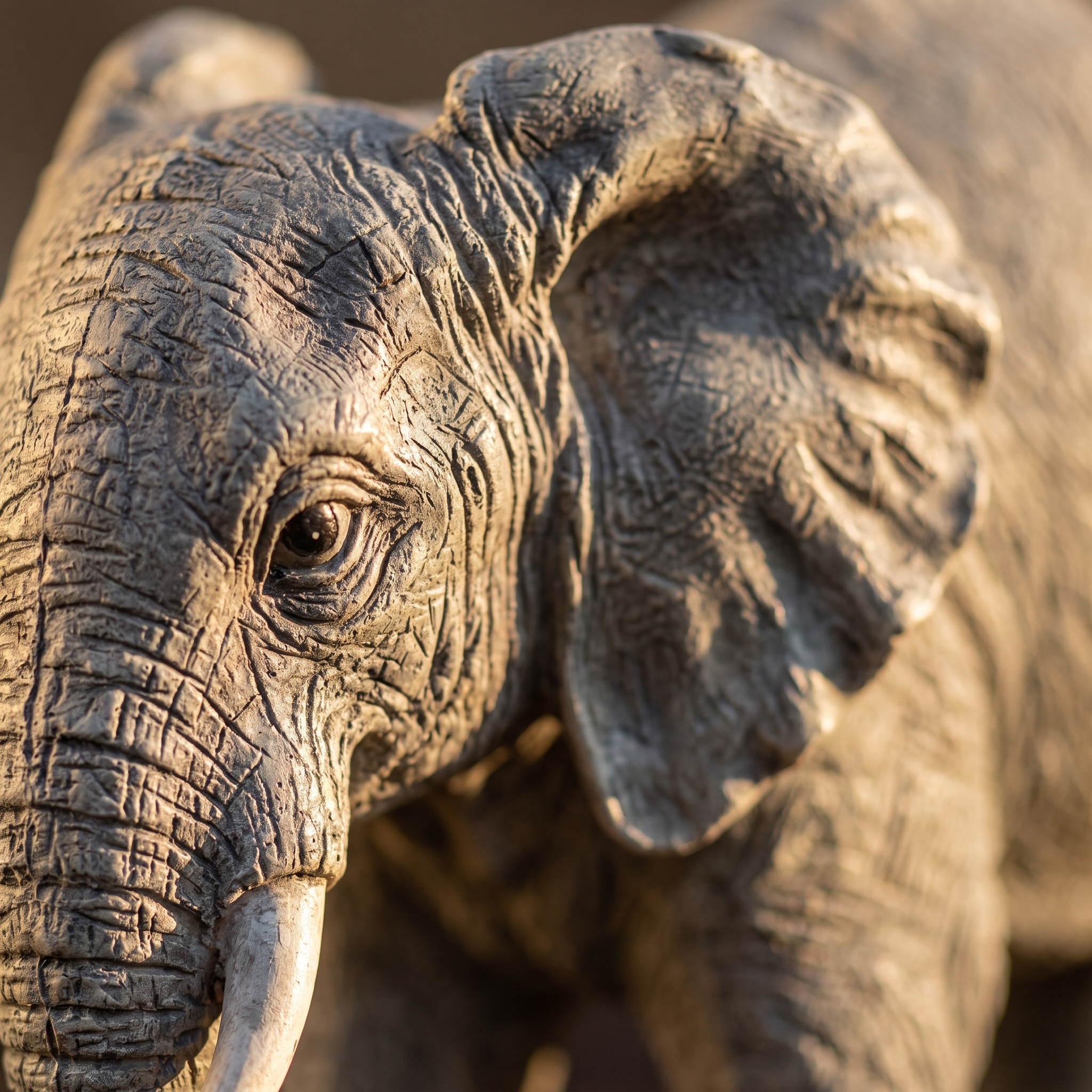 Detalle de la resina y el modelado del elefante grande