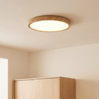 Plafón de madera iluminando un dormitorio