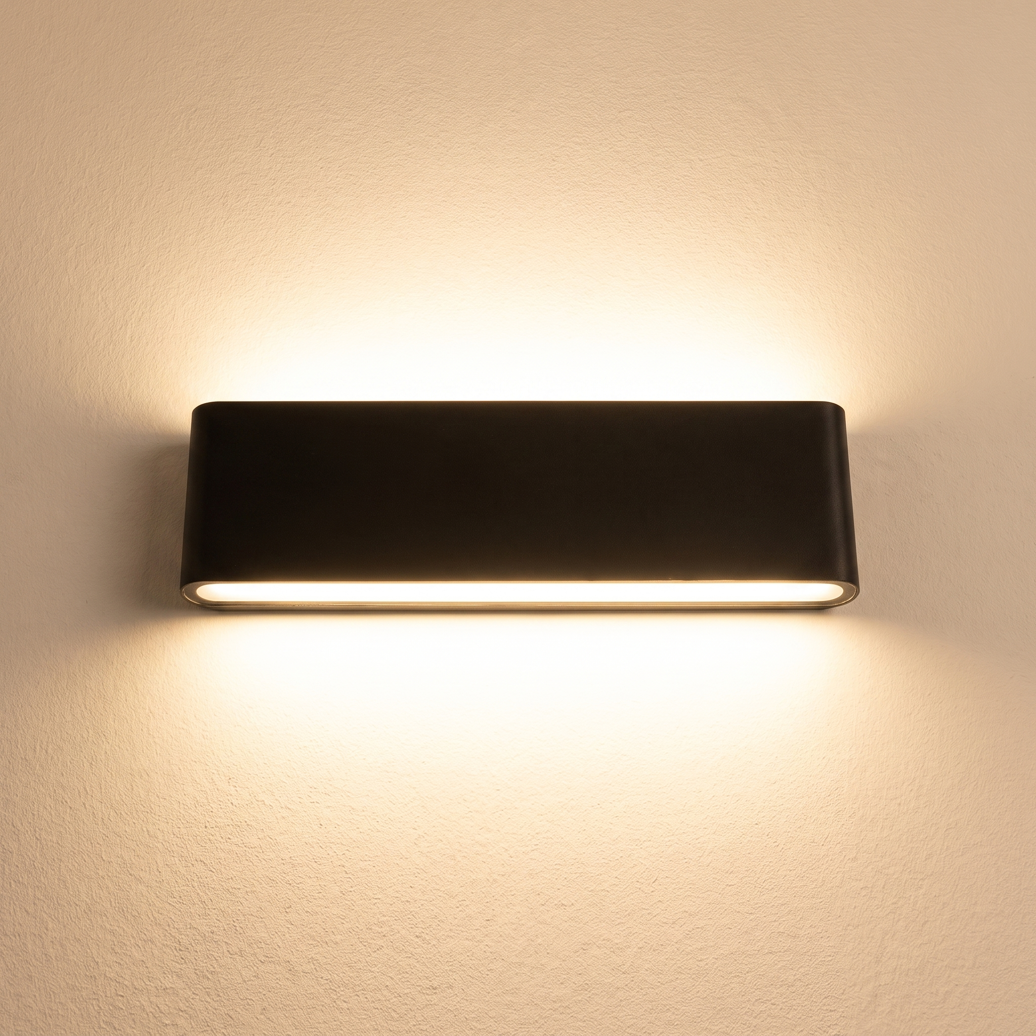 Aplique de exterior LED bidireccional negro con efecto reloj de arena