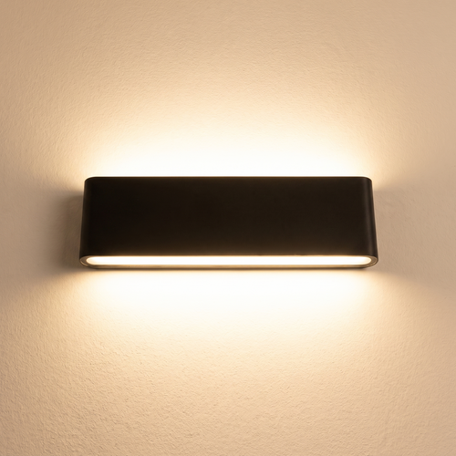 Aplique de exterior LED bidireccional negro con efecto reloj de arena